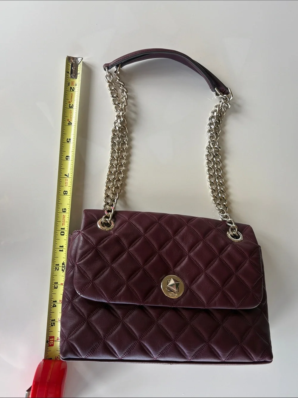 kate spade Quilted Burgundy Leather Chain Shoulder Bag